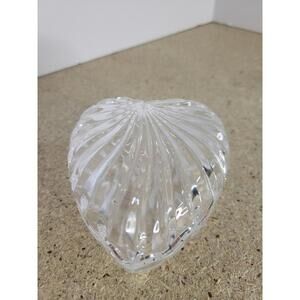 Clear Glass Heart Trinket Box Swirl Glass Jewelry Dish Decor Valentines Love